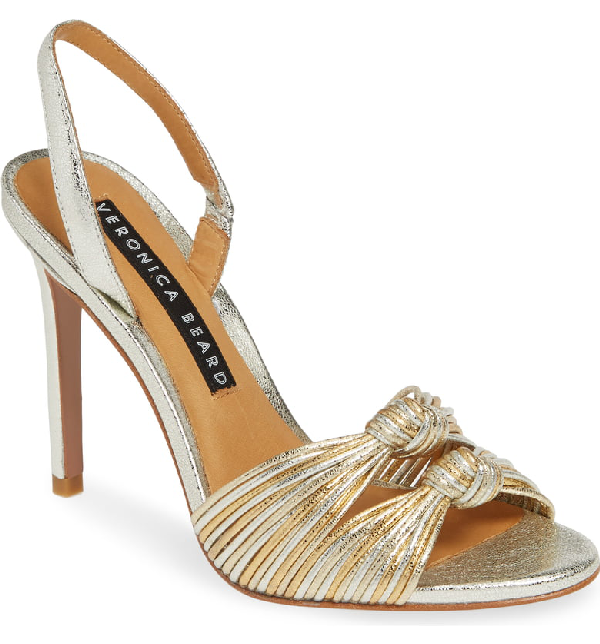 veronica beard alessia metallic knot sandals