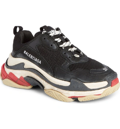 Shop Balenciaga Triple S Low Top Sneaker In Black/ White/ Red