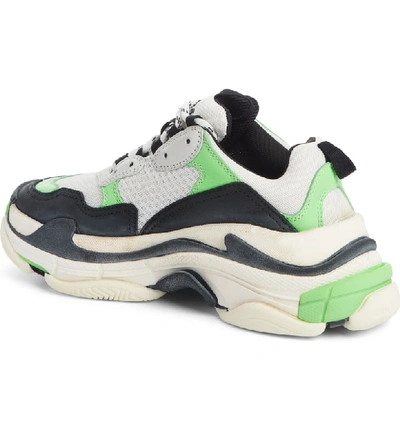 Shop Balenciaga Triple S Low Top Sneaker In White/ Green Fluo