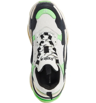 Shop Balenciaga Triple S Low Top Sneaker In White/ Green Fluo