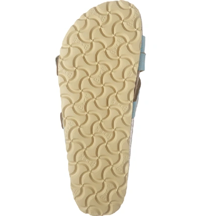 Shop Birkenstock Yao Metallic Slide Sandal In Washed Metallic Aqua Leather