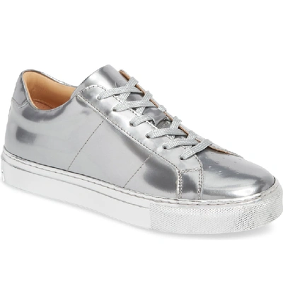 Shop Greats Royale Low Top Sneaker In Silver Tonal/ Flat Leather