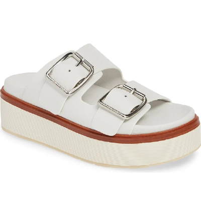 Shop Jslides Bowie Platform Slide Sandal In White Leather