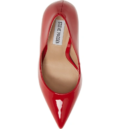 Shop Steve Madden Vala Pointy Toe Pump In Red Patent