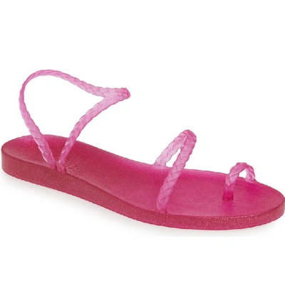Shop Ancient Greek Sandals Eleftheria Jelly Sandal In Clear/fucshia Glitter