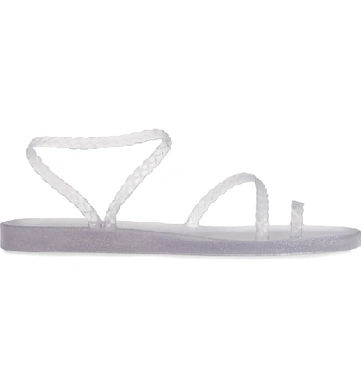 Shop Ancient Greek Sandals Eleftheria Jelly Sandal In Clear/ Silver Glitter