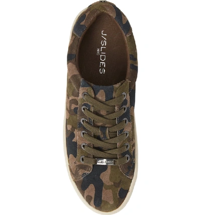 Shop Jslides Hippie Platform Sneaker In Green Camo Suede