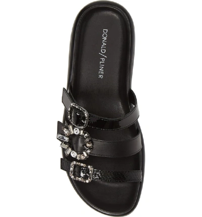 Shop Donald Pliner Claud Slide Sandal In Black Metallic