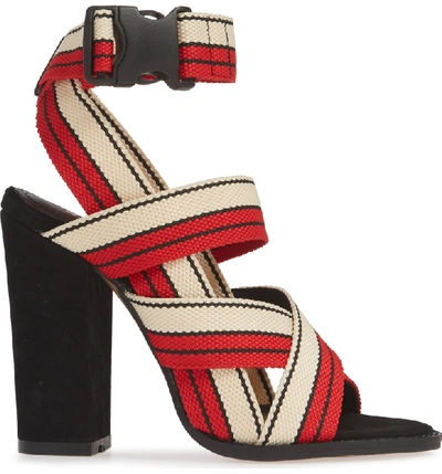 Shop Alias Mae Woven Strappy Sandal In Red/ Black Fabric