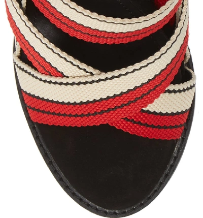 Shop Alias Mae Woven Strappy Sandal In Red/ Black Fabric