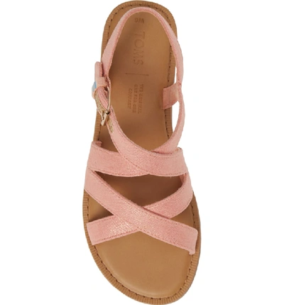 Shop Toms Sicily Sandal In Coral Pink Shimmer Canvas