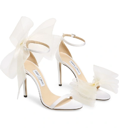 Shop Jimmy Choo Aveline Bow Ankle Strap Sandal In Latte