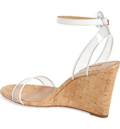 Shop Aquazzura Minimalist Ankle Strap Wedge In White