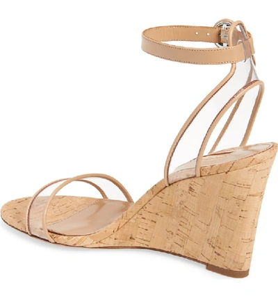 Shop Aquazzura Minimalist Ankle Strap Wedge In Powder Pink