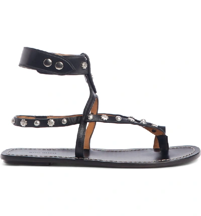 Shop Isabel Marant Engo Flower Studded Gladiator Sandal In Black