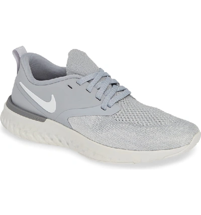 Shop Nike Odyssey React 2 Flyknit Running Shoe In Wolf Grey/ White/ Platinum