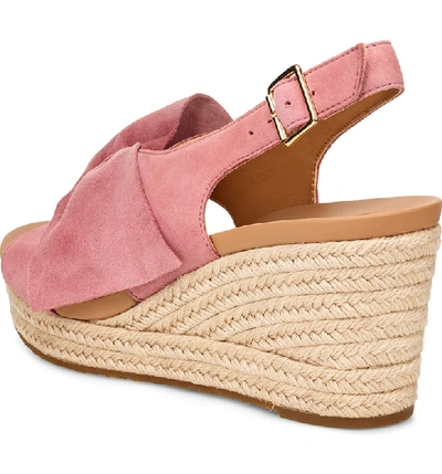 Shop Ugg Camilla Wedge Sandal In Pink Dawn Suede