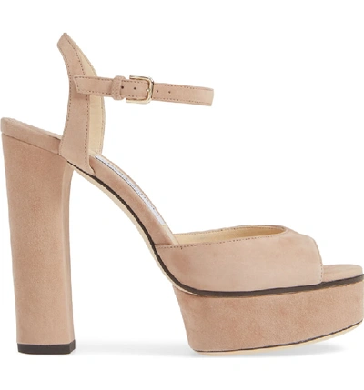 Shop Jimmy Choo Peachy Platform Sandal In Ballet Pink Suede