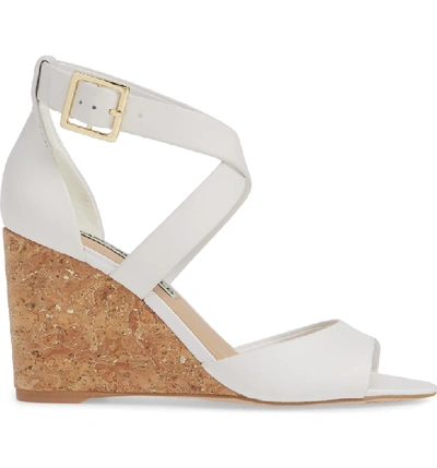 Shop Karl Lagerfeld Radka Wedge Sandal In Bright White Nappa Leather