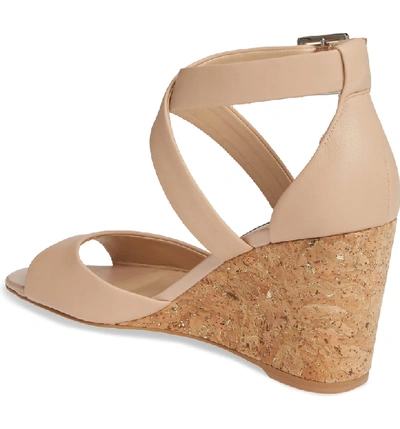 Shop Karl Lagerfeld Radka Wedge Sandal In Nude Nappa Leather