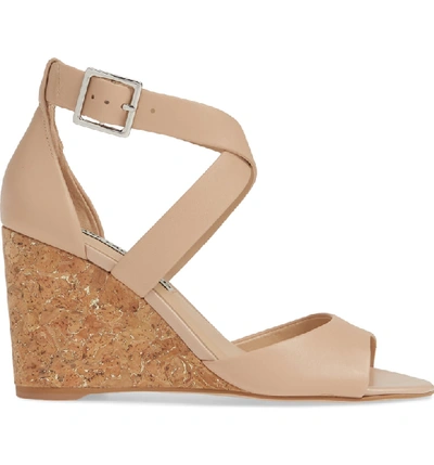 Shop Karl Lagerfeld Radka Wedge Sandal In Nude Nappa Leather