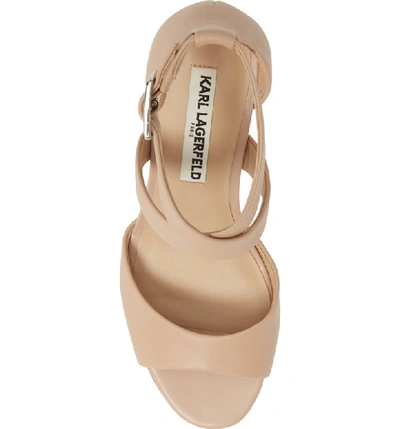 Shop Karl Lagerfeld Radka Wedge Sandal In Nude Nappa Leather