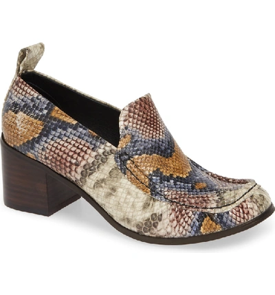Shop Jeffrey Campbell Rustique Pump In Grey/ Wine Snake Print Leather