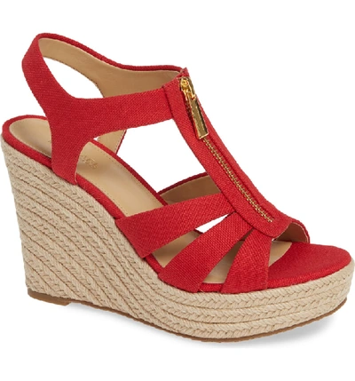 Michael Michael Kors Women's Berkley Woven Espadrille Wedge Sandals In  Bright Red Fabric | ModeSens