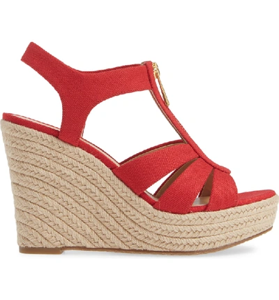 Michael Michael Kors Women's Berkley Woven Espadrille Wedge Sandals In  Bright Red Fabric | ModeSens