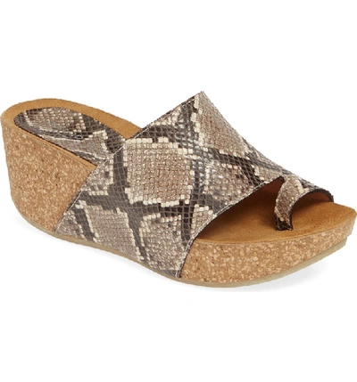 Shop Donald Pliner Donald J Pliner Ginie Platform Wedge Sandal In Natural Snake Print