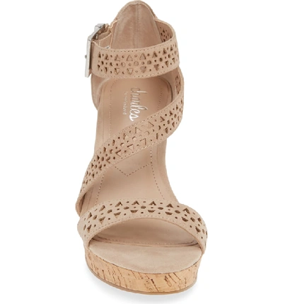 Shop Charles By Charles David Landon Perforated Wedge Sandal In Nude Fabric