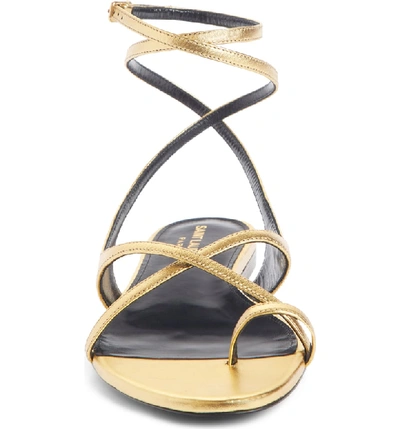 Shop Saint Laurent Gia Nu Pieds Sandal In Gold Leather
