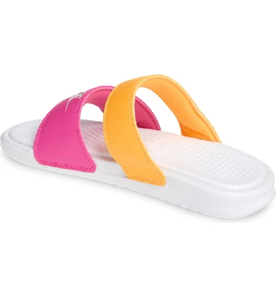 Shop Nike 'benassi - Ultra' Slide Sandal In White/ Metallic White/ Orange