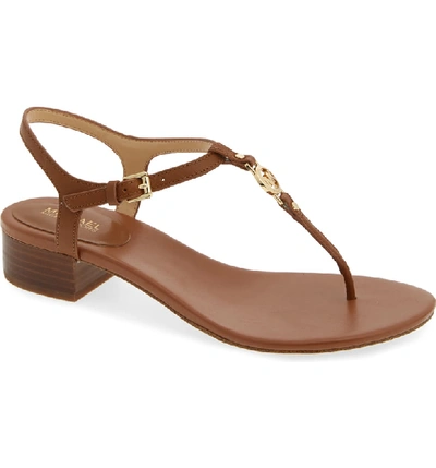Michael Michael Kors Cayla T-strap Sandal In Luggage Leather | ModeSens