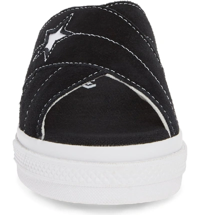 Shop Converse One Star Platform Slide Sandal In Black/ Egret/ White