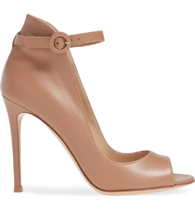 Shop Gianvito Rossi Ankle Strap Sandal In Praline Leather