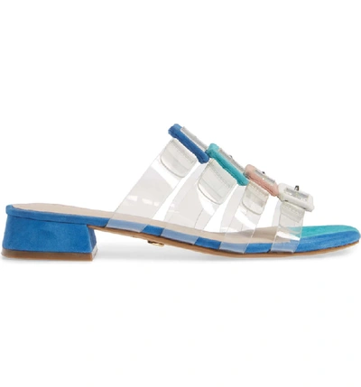 Shop Cecelia New York Lincoln Strappy Clear Slide Sandal In Pool Blue