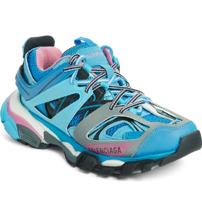 Shop Balenciaga Track Low Top Sneaker In Blue/ Pink