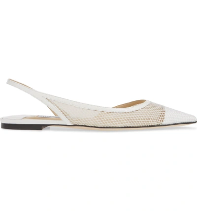 Shop Jimmy Choo Fetto Mesh Flat In Latte