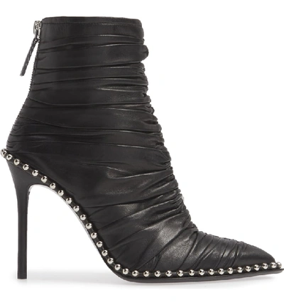 Shop Alexander Wang Eri Studded Ruched Bootie In Black