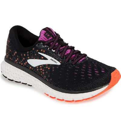 Shop Brooks Glycerin 17 Running Shoe In Black/ Fiery Coral/ Purple