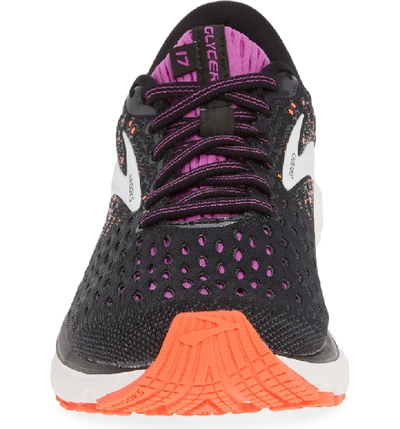 Shop Brooks Glycerin 17 Running Shoe In Black/ Fiery Coral/ Purple