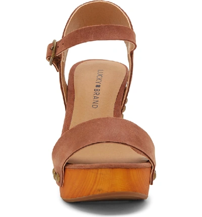 Shop Lucky Brand Trisa Platform Sandal In Umber Leather