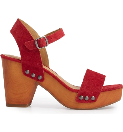 Shop Lucky Brand Trisa Platform Sandal In Red Suede