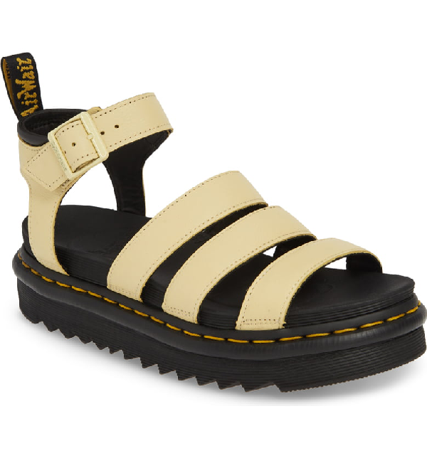 Dr Martens Blaire Sandal In Pastel Yellow Leather Modesens