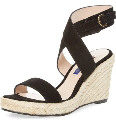 Shop Stuart Weitzman Lexia Sandal In Black Suede