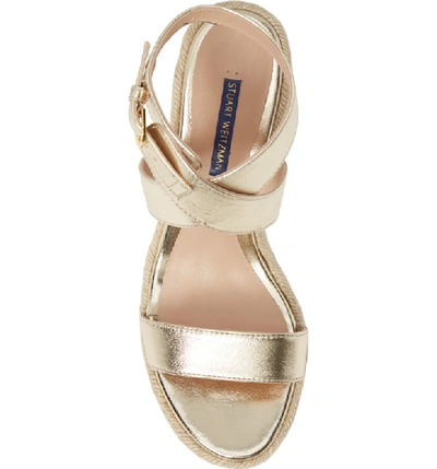 Shop Stuart Weitzman Lexia Sandal In Platino Metallic Nappa