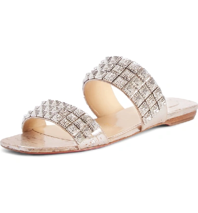 Shop Christian Louboutin Myriadiam Studded Slide Sandal In Silver