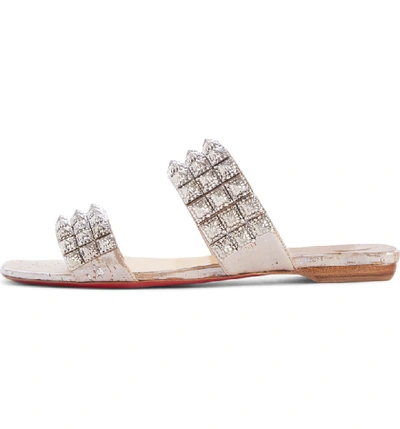 Shop Christian Louboutin Myriadiam Studded Slide Sandal In Silver