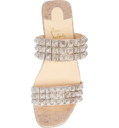 Shop Christian Louboutin Myriadiam Studded Slide Sandal In Silver